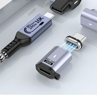 Adaptateur magnétique USB-C vers USB-C 24 broches 100W 20V 5A à charge rapide en alliage d'aluminium pour MacBook Pro Samsung pour ordinateur portable/téléphone