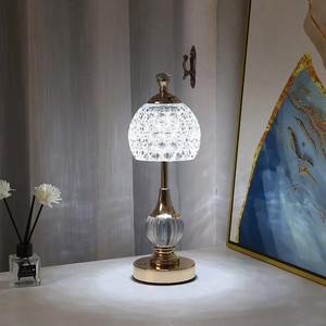 New Metal Crystal Acrylic Desk Lamp, Bedroom Charging Touch Light, Nordic Retro Atmosphere Decoration, Small Night Light - Product Image 1