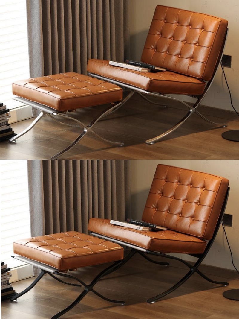 Fauteuil individuel + repose-pieds (marron moderne)