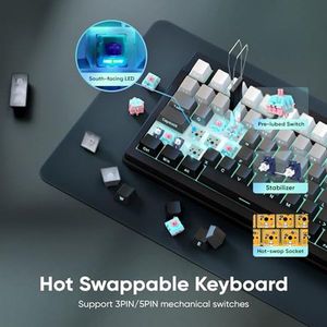 Clavier mécanique sans fil OEM ODM avec écran TFT et bouton rotatif, connexion tri-mode, clavier personnalisé à joint, hotswap, rétroéclairage RGB, pré-assemblé - Product Image 6