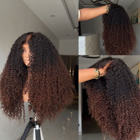 Perruques en cheveux humains bouclés crépus 13x4 HD Lace Frontal pour femmes noires, perruques sans colle avec fermeture en dentelle 5x5, couleur Ombré Marron