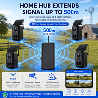 Sistema de Cámara de Seguridad Solar Inalámbrica de 3MP para Exteriores, WiFi, Audio Bidireccional, Tarjeta SD en la Nube, Hub Doméstico, Visión Nocturna de Largo Alcance (4 Cámaras)
