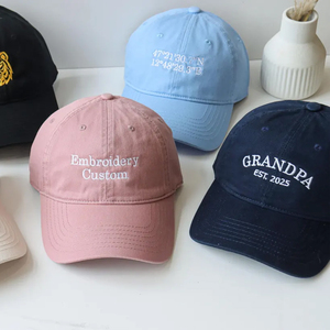 Unstructured Cotton Solid Color Baseball Cap With Logo Text Embroidery Custom <strong>Dad</strong> <strong>Hats</strong> - Product Image 1