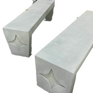 Nuevos Materiales de Construcción de Piedra Artificial, Banco de Piedra Artificial Gris, Concreto de Alto Rendimiento, Bancos para Patio Interior y Exterior, Banco Largo de GRC - Product Image 4