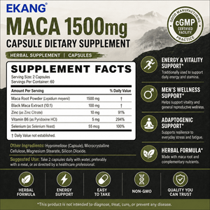 Ekang Private Label Maca 1500mg Capsules 90 Count Dietary <b>Supplement</b> Natural Energy Support Promotion Development - Product Image 2