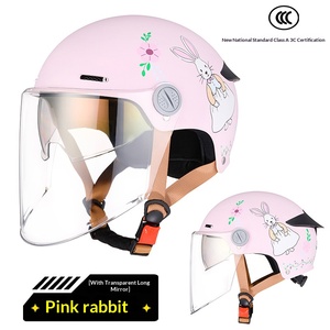 Casco Abierto con Estampado de Conejo de Dibujos Animados, Visera Reemplazable, Ligero y Ventilado, Casco de Seguridad para Bicicleta Eléctrica - Product Image 1