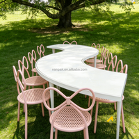 Table ronde carrée pour enfants 2 en 1 magique en bois blanc pour l'intérieur/l'extérieur, en forme de S, pour les fêtes, les événements, la salle de jeux, la location