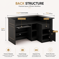 Comptoir de réception en L moderne et minimaliste, comptoir de caisse droit pour bureau d'entreprise, cabinet d'avocats, salon de beauté