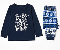 Ensemble de pyjamas de Noël personnalisés bleu marine à motifs de rennes, supporte le MOQ 1 pièce, livraison directe POD, maquette gratuite, pyjamas assortis