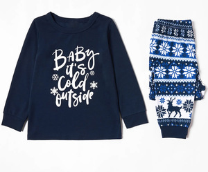 Conjunto de Pijamas Personalizados de Natal Azul Marinho com Estampas de Renas, Suporte para MOQ 1 unidade, Dropshipping POD, Mockup Grátis, Pijamas Combinando - Product Image 2