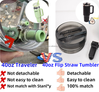 Couvercle rabattable étanche 2025 avec paille pour gobelet ProTour 40oz Durable avec fonction d'absorption des chocs Couvercle de remplacement en paille sans BPA
