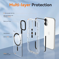 Coque de protection transparente antichoc personnalisée en métal noir de haute qualité pour iPhone 17, anti-rayures, vente en gros