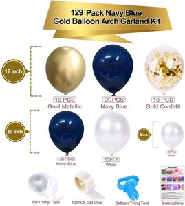 Gold Weiß Geburtstags feier Luftballons Dunkelblau Baby Shower Party Dekorationen für Weihnachten Tisch dekoration für Party Hintergrund - Product Image 2