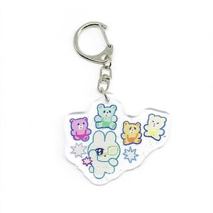 Porte-clés en forme de cœur en acrylique époxy personnalisé avec impression UV du logo - Product Image 3