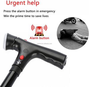 Loại có thể điều chỉnh hợp kim nhôm có thể gập lại hai Grip dẫn ánh sáng đi bộ mía dính với báo động và bàn chân lớn Pad - Product Image 5