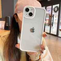 Coque transparente avec cadre couleur bonbon pour iPhone 11 12 13 Mini 14 Plus, pour iPhone 15 16 17 – Étui de téléphone transparent