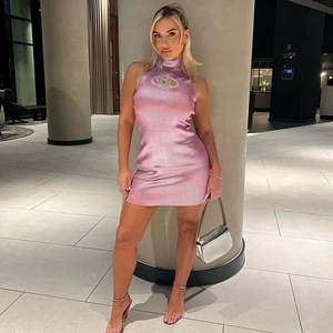 Re Mcgreen Star New Ladies borsa Sexy abiti senza maniche O collo traforato Mini abito Casual elegante Party Club Wear - Product Image 5