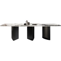 Table de salle à manger ovale moderne en marbre de luxe italien avec plateau en roche, pour maison, appartement, hôtel