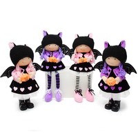 Décorations de fête d'Halloween LED faites à la main, cadeaux, décorations d'étagère, sorcière, chat noir, éclairage, adorables chauves-souris, poupées démoniaques
