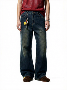 Jeans micro-évasés délavés style rétro pour le printemps et l'été 2026, nouveaux pantalons larges et droits style rétro urbain - Product Image 3