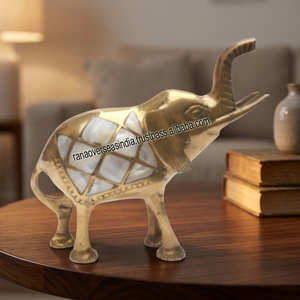 Art Deco Portrait <b>Elephant</b> Brass Statue Handmade Eco-friendly Tabletop Sculpture Figurine for Home Office Decor - Product Image 3