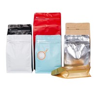 Sacs d'emballage en aluminium mat rouge imprimés sur mesure, fond plat, 1 kg, avec valve et fermeture éclair, pour café, thé, poudre