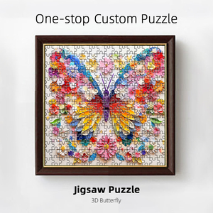 OEM nhà máy tùy chỉnh 500/1000 miếng bule giấy các tông ghép hình câu đố <span class=keywords><strong>3D</strong></span> bướm câu đố cho trẻ em/người lớn câu đố - Product Image 2