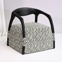 Fauteuil d'appoint moderne en tissu imprimé zèbre avec structure en bois massif, fauteuil lounge rembourré, canapé individuel pour salon, mobilier de maison