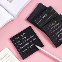 Bloc-notes autocollant créatif noir minimaliste, notes adhésives en papier de couleur unie mignonnes pour étudiants