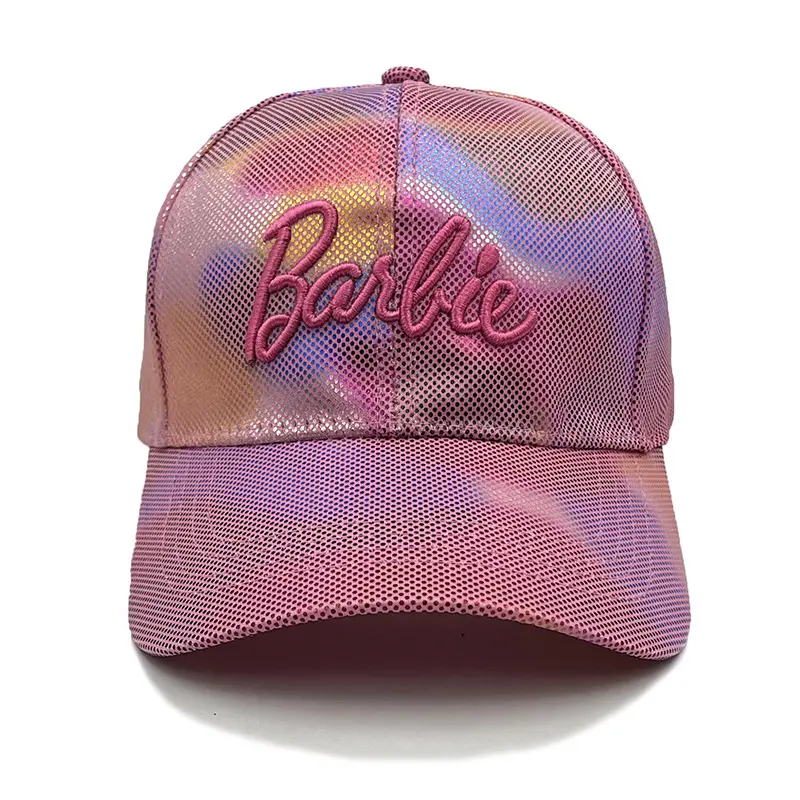 Laser Colorful Barbie Pink Baseball Hat Fashion Cute Embroidery Curved Eaves Duck Tongue Children's Hat