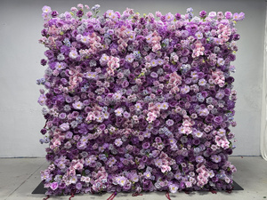 Décoration de fond de scène de mariage personnalisée J36, toile de fond florale en soie artificielle blanche pure de 8 pieds, toile de fond de <span class=keywords><strong>fleurs</strong></span> artificielles - Product Image 3