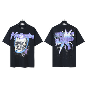 T-shirt Hell de qualité supérieure 100 % coton, streetwear, coupe oversize, épaules tombantes, manches courtes, imprimé vintage étoile pour <span class=keywords><strong>homme</strong></span> - Product Image 2