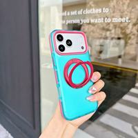 Coque de téléphone antichoc de luxe au design populaire 2026, colorée, avec anneau métallique pour recharge sans fil à 360° pour iPhone 17 Pro Max