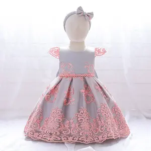 Yenidoğan kızlar için elbise çocuklar düğün parti elbiseler için bebek kız 1st doğum günü prenses elbise nedime bebek bebek dantel Vesti