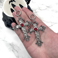 Boucles d'oreilles punk noires Bijoux d'Halloween Boucles d'oreilles croix gothique