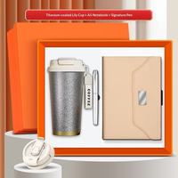 Coffret Cadeau d'Affaires Personnalisé 4-en-1 : Tasse à Café en Céramique, Carnet A5, Stylo, Clé USB – Boîte Promotionnelle d'Entreprise à Double Paroi