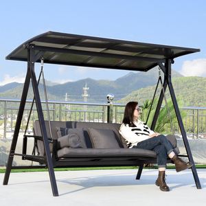 Chaise suspendue de jardin avec auvent, meubles de jardin de loisirs, confortable, coussin amovible, pour la <span class=keywords><strong>d</strong></span>étente en plein air - Product Image 2