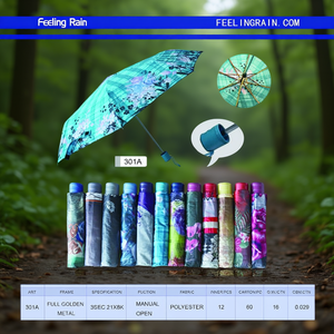 Feeling Rain Three Fold Manual <b>Umbrella</b> 21X8K Polyester Print <b>Windproof</b> Adult Use - Product Image 3