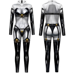 جمبسوت نسائي جذاب لتمثيل الشخصيات يناسب حفلات الهالوين مطبوع رقمياً على شكل جمجمة لعرض الأدوار في الأفلام - Product Image 2