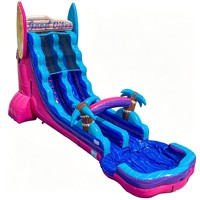 Toboggan aquatique gonflable commercial sur le thème de la plage, grand modèle avec piscine à jets d'eau pour enfants et adultes, location pour événements