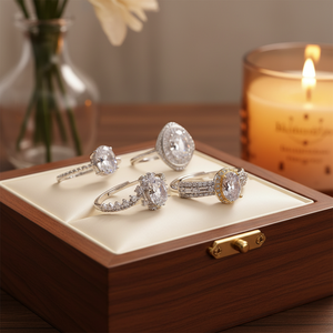 Ретро-кольцо из стерлингового серебра 925 пробы с белым прозрачным кристаллом, овальное, с натуральным камнем, регулируемое, с отверстием для регулировки размера - Product Image 1