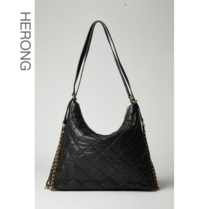 Bolso <span class=keywords><strong>vagabundo</strong></span> de alta calidad con entramado rombal francés para mujer, nuevo bolso de hombro Popular para mujer, cremallera, dos correas - Product Image 3