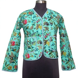 New Collection Autumn/Winter Short Printed Knitted Cotton <b>Quilted</b> <b>Jacket</b> Women's Reversible Eco-Friendly Boho Streetwear Party - Product Image 1