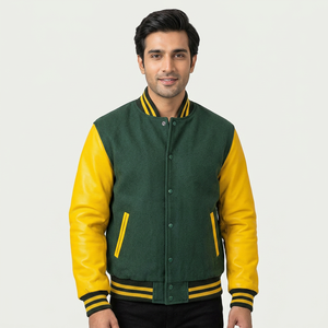 2025 <b>Top</b> Selling Lettermen Varsity Baseball Jackets for Men Durable Canvas Fabric with Stand Collar Front Logo for Winter - Product Image 1