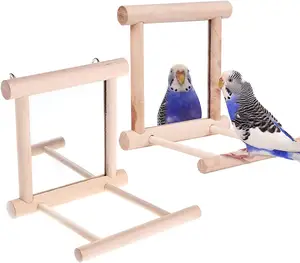 Mainan kandang burung bayan ayunan burung mainan gantung dengan cermin parkit Cockatoo Cockatiel Conure burung Lovebirds