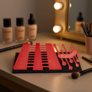 Éponge à maquillage 519M 285J16V rouge, applicateur cosmétique double face pour le visage et le fond de teint - Product Image 3