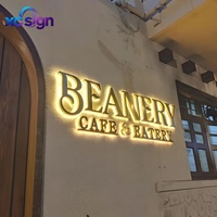 Enseigne lumineuse LED 3D en acier inoxydable avec logo personnalisé en acrylique, fixation murale, transformateur, télécommande, prise secteur, pour maisons, bâtiments, mariages, bureaux, salons de beauté