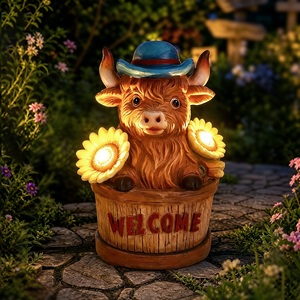 Escultura de Resina para Jardín, Estatua de Vaca Highland para Decoración de Pastoreo y Granja, Regalo para el Dí<span class=keywords><strong>a</strong></span> de la Madre, Regalo de Inauguración de Casa para Mujeres, Mamá, Abuela - Product Image 1