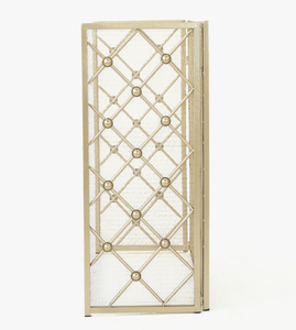 Global Safety Standard Freestanding Curved Mesh <strong>Guard</strong> Gold Color Three Panel Metal Fireplace Screen for See-through <strong>Hearths</strong> - Product Image 4