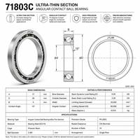 Rodamiento de Bolas de Contacto Angular de Sección Delgada JYJM OEM 71803C 17x26x5mm 15 Grados para Maquinaria de Precisión y Robótica
